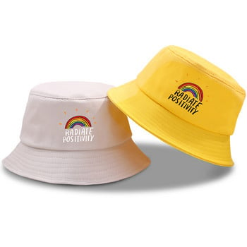 Radiate Positivity Rainbow Anime Fisherman Hats Unisex Πτυσσόμενο καπέλο παραλίας Hip Hop Outdoor Bucket Καπέλο αντηλιακό Sport Panama Caps