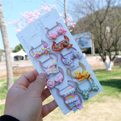 Vaikiški animaciniai filmukai Gyvūnų plaukų virvės Princesės galvos apdangalai lankas arklio uodegos laikiklis Guminės juostos mergaitėms kūdikiams Vaikų plaukų aksesuarai Nauja