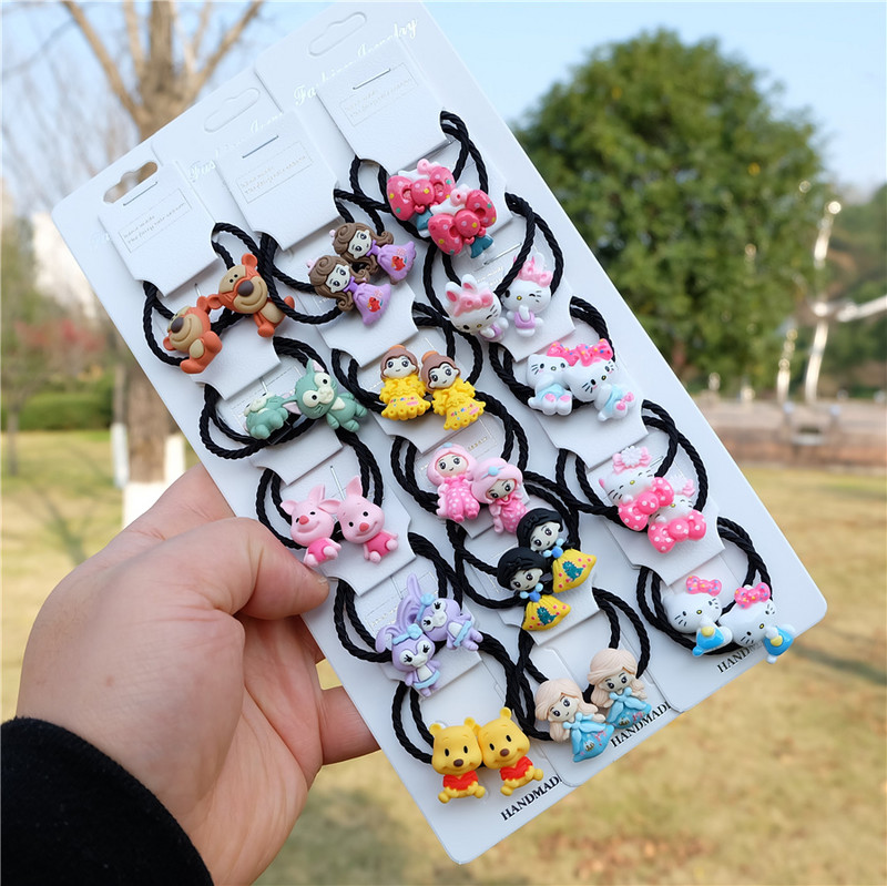 Vaikiški animaciniai filmukai Gyvūnų plaukų virvės Princesės galvos apdangalai lankas arklio uodegos laikiklis Guminės juostos mergaitėms kūdikiams Vaikų plaukų aksesuarai Nauja