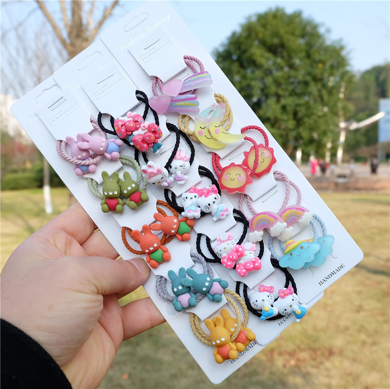 Vaikiški animaciniai filmukai Gyvūnų plaukų virvės Princesės galvos apdangalai lankas arklio uodegos laikiklis Guminės juostos mergaitėms kūdikiams Vaikų plaukų aksesuarai Nauja