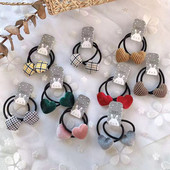 Agrafe din catifea Inimă în carouri stea Benzi pentru păr elastice Legată frânghie pentru păr Fete Accesorii pentru păr Copii Femei