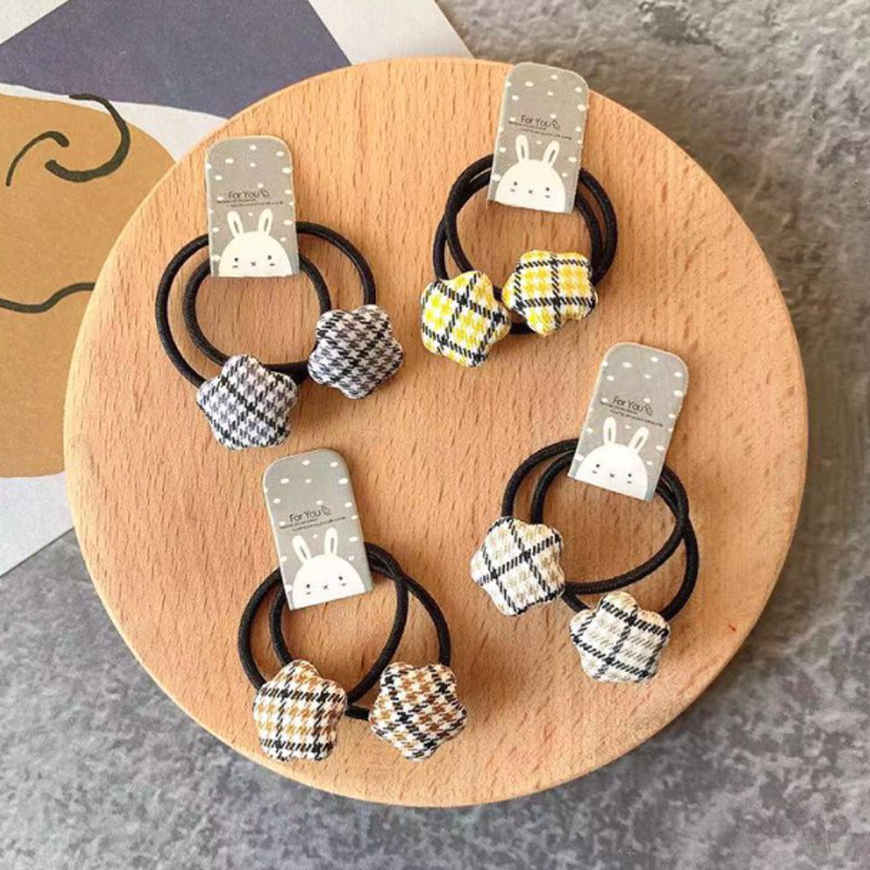 Agrafe din catifea Inimă în carouri stea Benzi pentru păr elastice Legată frânghie pentru păr Fete Accesorii pentru păr Copii Femei