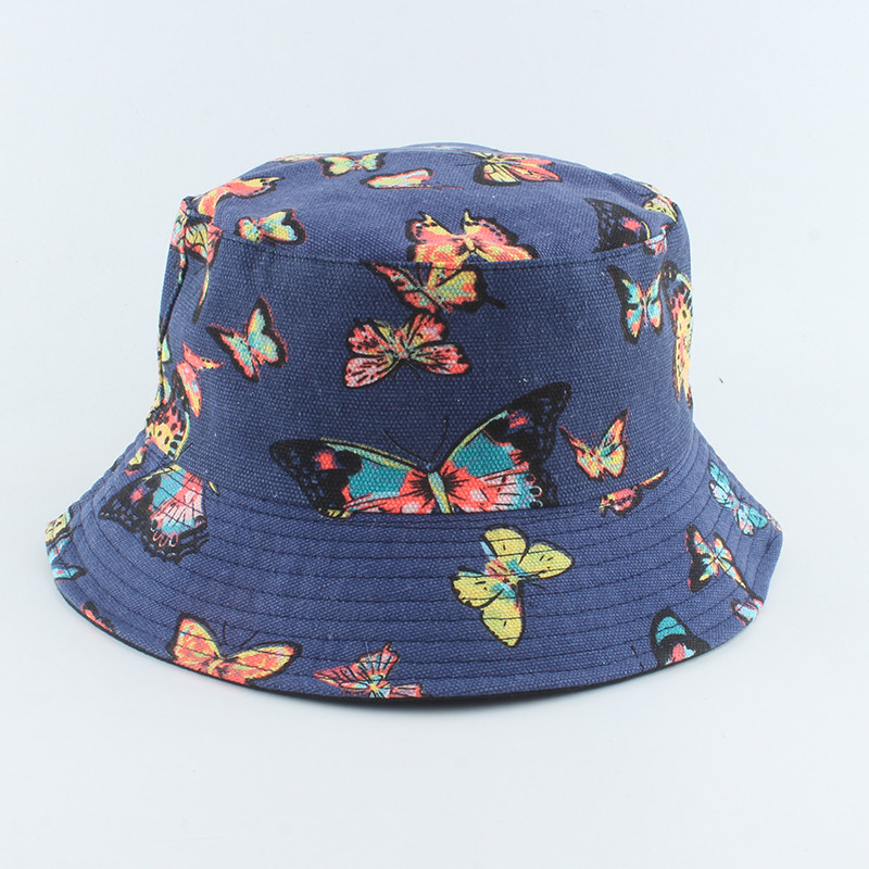 Nova modna ženska kapa s otisnutim leptirima, reverzibilni ribarski šešir, panama, kapa s kantom, ležerna kapa za sunčanje na otvorenom, ležerna kapa gorros