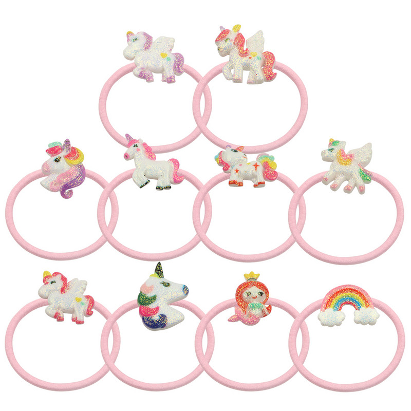 10 kom/lot Svjetlucavi dodaci za jednoroga Ukosnice Elastične gumice za kosu Igla za djevojčice Šljokice Ukosnice Držač za konjski rep Najlonsko uže