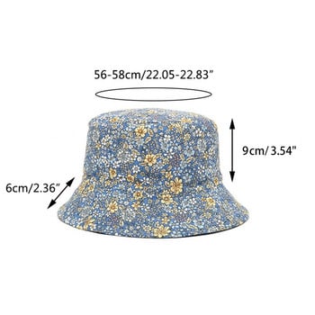 Διακοσμημένο με λουλούδια κουβά Καπέλο Breathable Fisherman Travel Sunhat Outdoor Panama για άνδρες Γυναίκες με επίπεδη μπλούζα