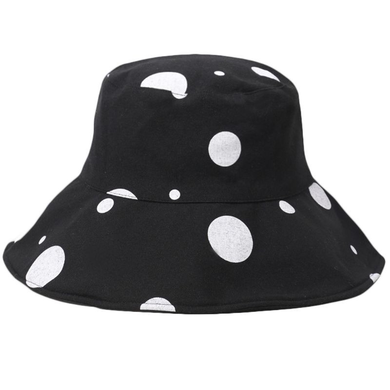2XPC Șapcă de pescar din bumbac cu buline de epocă, cu boruri largi, pentru femei