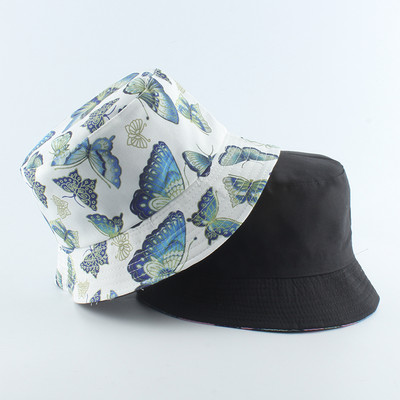 New Fashion Vintage Butterfly Print Pălării de găleată pentru femei Panama Vară Pălărie de pescuit reversibilă Hip Hop Bucket Cap Chapeau Femme