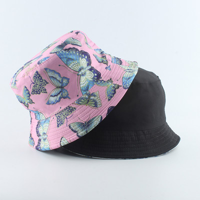 New Fashion Vintage Butterfly Print Pălării de găleată pentru femei Panama Vară Pălărie de pescuit reversibilă Hip Hop Bucket Cap Chapeau Femme