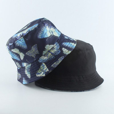 New Fashion Vintage Butterfly Print Pălării de găleată pentru femei Panama Vară Pălărie de pescuit reversibilă Hip Hop Bucket Cap Chapeau Femme