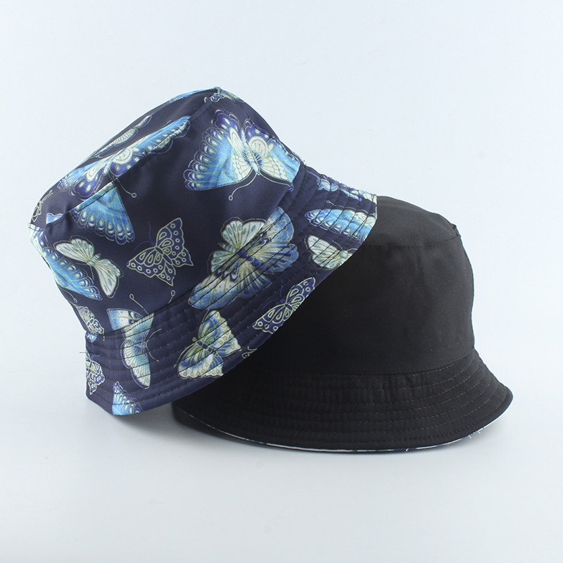 New Fashion Vintage Butterfly Print Pălării de găleată pentru femei Panama Vară Pălărie de pescuit reversibilă Hip Hop Bucket Cap Chapeau Femme