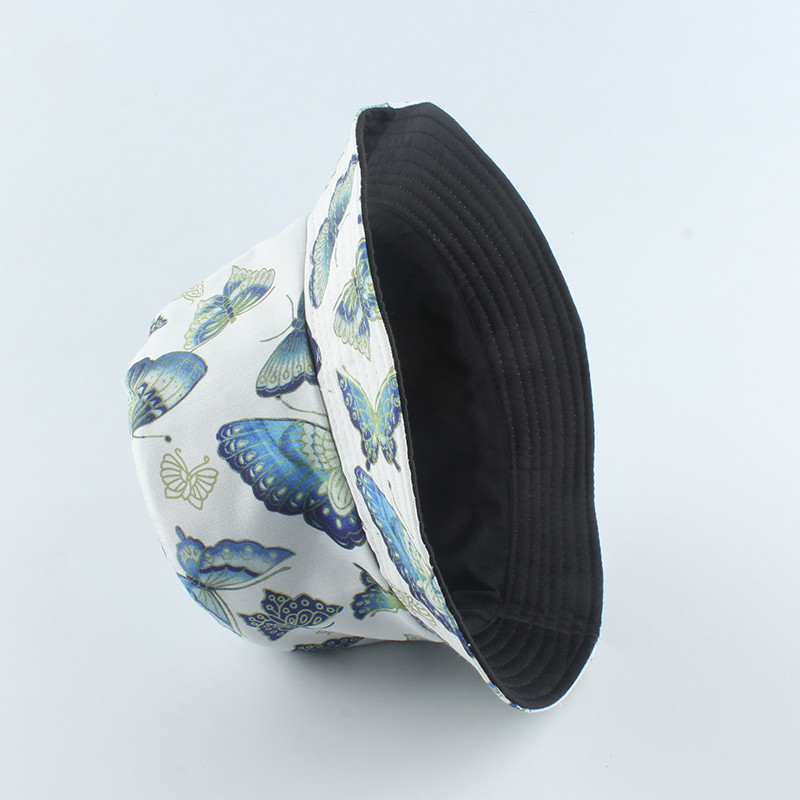 New Fashion Vintage Butterfly Print Pălării de găleată pentru femei Panama Vară Pălărie de pescuit reversibilă Hip Hop Bucket Cap Chapeau Femme