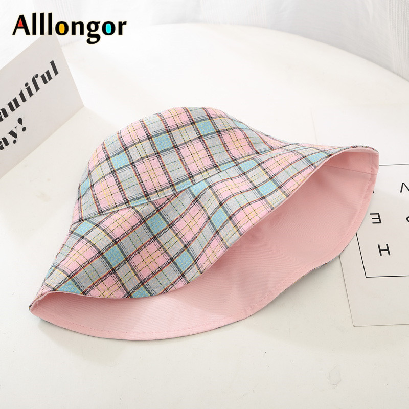 Panama női vödörsapka 2023 alkalmi megfordítható kockás mintás nyári sapka Bob Chapeau Femme horgászsapka Fisherman Bucket Sun Hat