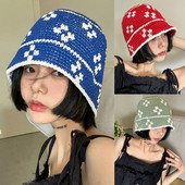 Decor floricol Pălărie cu găleată de vară cu boruri late Pălării de pescar cu flori croșetate pentru femei Pălării prietenoase cu pielea șapcă cu bor mare