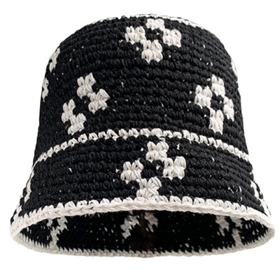 Decor floricol Pălărie cu găleată de vară cu boruri late Pălării de pescar cu flori croșetate pentru femei Pălării prietenoase cu pielea șapcă cu bor mare