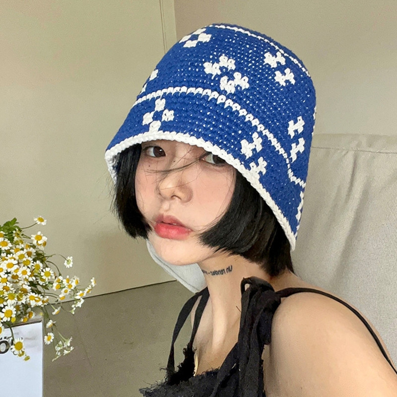 Decor floricol Pălărie cu găleată de vară cu boruri late Pălării de pescar cu flori croșetate pentru femei Pălării prietenoase cu pielea șapcă cu bor mare