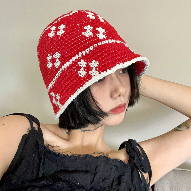 Decor floricol Pălărie cu găleată de vară cu boruri late Pălării de pescar cu flori croșetate pentru femei Pălării prietenoase cu pielea șapcă cu bor mare