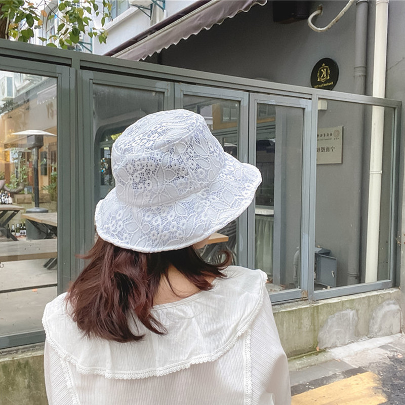 Női nyári csipke virágos lapos vödörsapka Női strand alkalmi napvédő sapkák Tengerparti elegáns, légáteresztő halászsapka панама