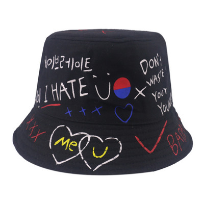 Sirds grafiti Hiphopa burti ar apdrukātu kokvilnas Panamas kausa cepures vīriešiem dzeltenā cepure sievietēm korejiešu Harajuku ikdienas makšķerēšanas cepure