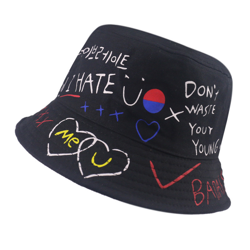 Sirds grafiti Hiphopa burti ar apdrukātu kokvilnas Panamas kausa cepures vīriešiem dzeltenā cepure sievietēm korejiešu Harajuku ikdienas makšķerēšanas cepure