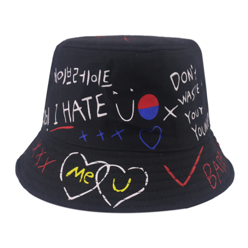 Sirds grafiti Hiphopa burti ar apdrukātu kokvilnas Panamas kausa cepures vīriešiem dzeltenā cepure sievietēm korejiešu Harajuku ikdienas makšķerēšanas cepure