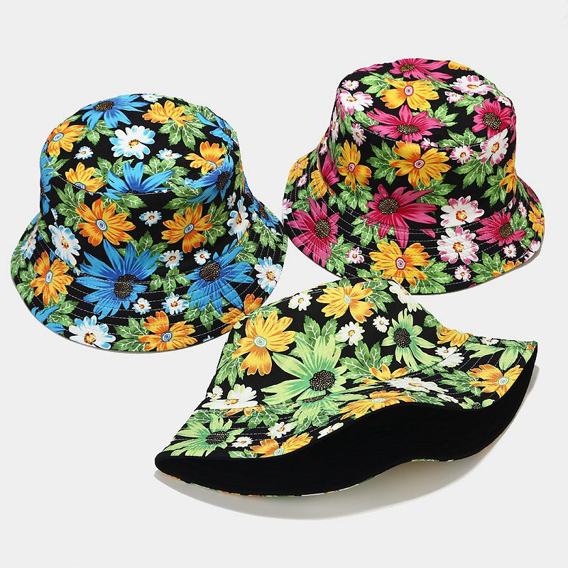 Pălărie de pescar cu două fețe cu model de flori în ediție limitată, pentru femeie, toamnă, în aer liber, cu protecție solară, pălărie de soare, pălărie pentru petrecere a timpului liber.