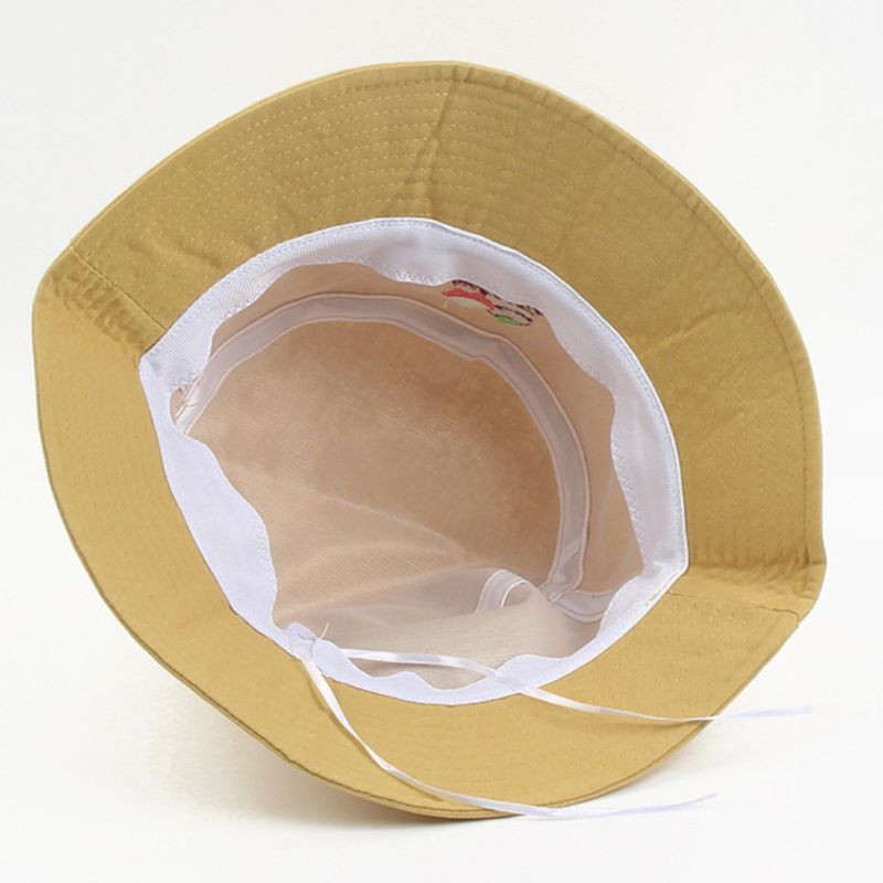 Unisex ljetni pamučni šešir s kantom Slatka ribarska kapa s izvezenim voćem od mangostina, jednobojna vanjska široka oboda za sunčanje