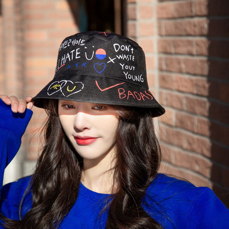 Cool modna noćna kapa Modni šešir Graffiti Hip Hop Bucket šešir Unisex ribarski šešir Waway korejski uniseks šešir za par Pokloni