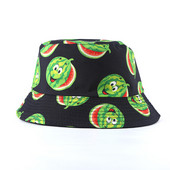 Unisex Bob Cap Fashion Fruit spausdinta dvipusė kibiras Hat Moteriška Vyriška Sulankstoma nuo saulės apsauganti kepuraitė Hip Hop kepuraitės žvejo kepurės