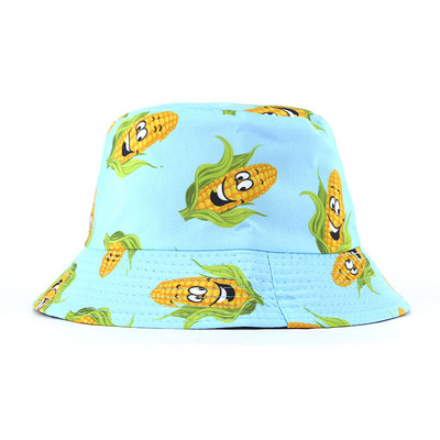 Unisex Bob Cap Fashion Fruit spausdinta dvipusė kibiras Hat Moteriška Vyriška Sulankstoma nuo saulės apsauganti kepuraitė Hip Hop kepuraitės žvejo kepurės