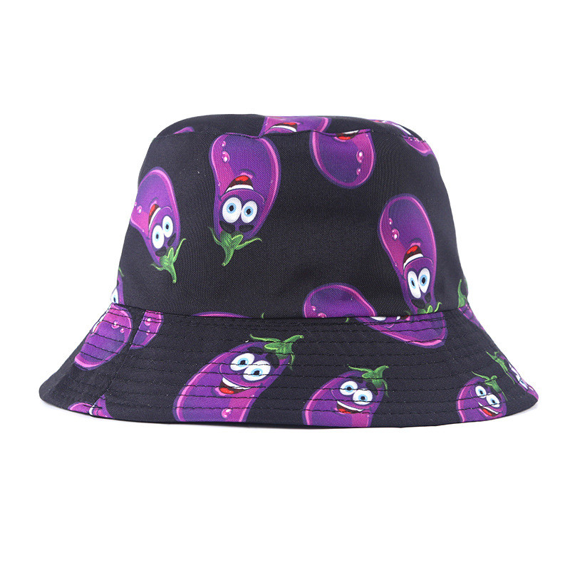 Unisex Bob Cap Fashion Fruit spausdinta dvipusė kibiras Hat Moteriška Vyriška Sulankstoma nuo saulės apsauganti kepuraitė Hip Hop kepuraitės žvejo kepurės