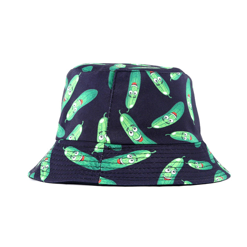 Unisex Bob Cap Fashion Fruit spausdinta dvipusė kibiras Hat Moteriška Vyriška Sulankstoma nuo saulės apsauganti kepuraitė Hip Hop kepuraitės žvejo kepurės