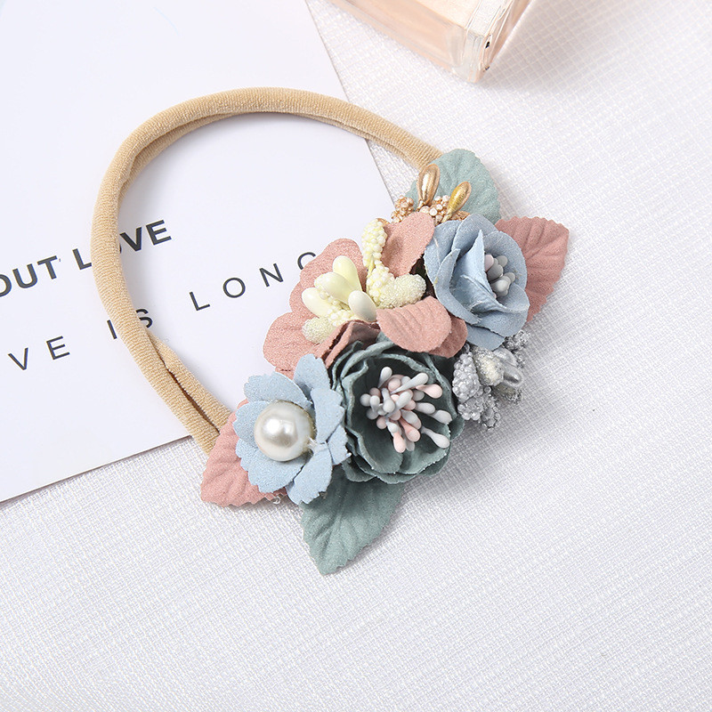 Európai és amerikai gyerek haj kiegészítők kis friss gyöngyvirágos fejdísz baba nylon fejpánt