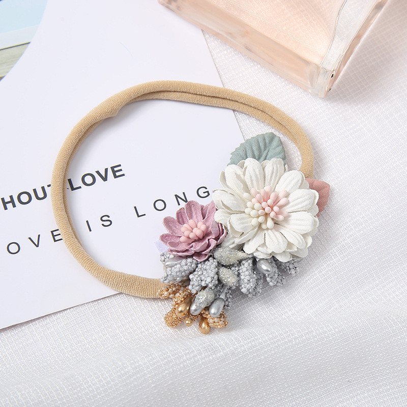 Európai és amerikai gyerek haj kiegészítők kis friss gyöngyvirágos fejdísz baba nylon fejpánt