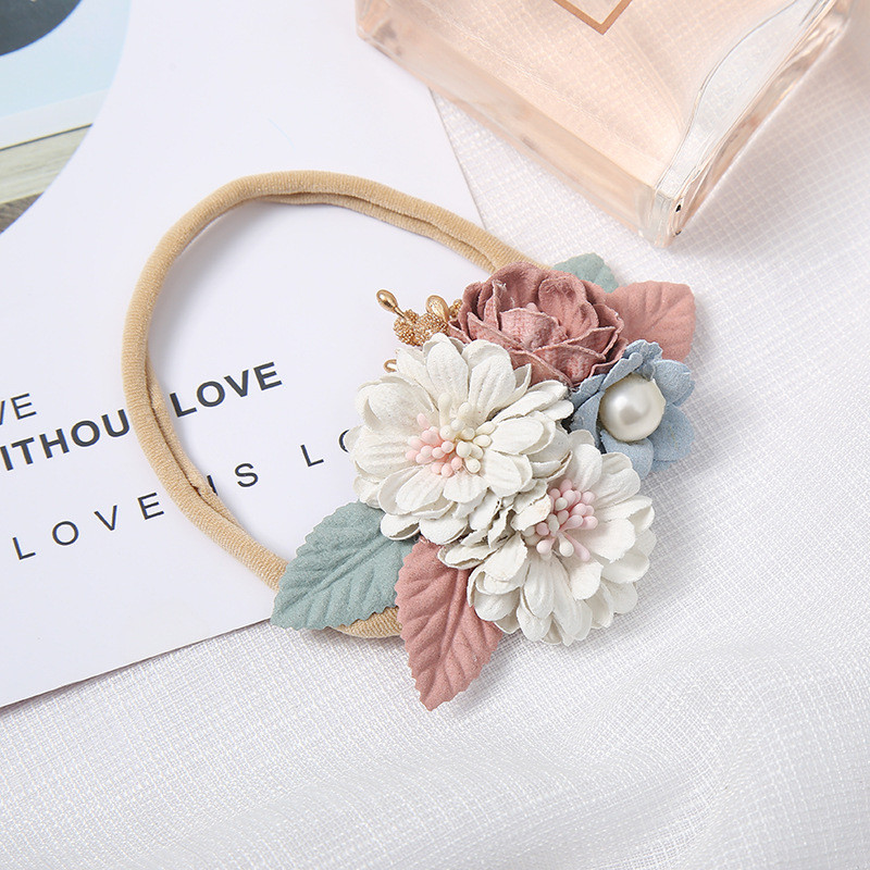 Európai és amerikai gyerek haj kiegészítők kis friss gyöngyvirágos fejdísz baba nylon fejpánt