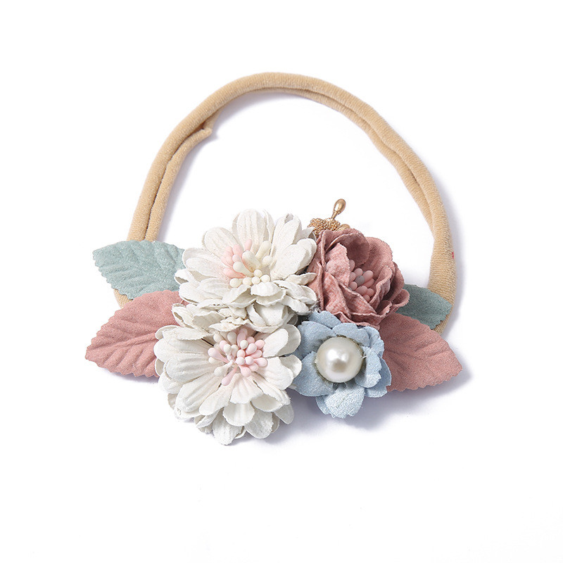 Európai és amerikai gyerek haj kiegészítők kis friss gyöngyvirágos fejdísz baba nylon fejpánt