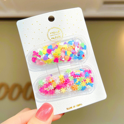 2 τμχ Γυαλιστερές φουρκέτες για κορίτσια Sweet girls Bling hair clips Χαριτωμένα αξεσουάρ για τα μαλλιά Γραβάτες Κάτοχοι αλογοουράς Candy Barrettes Headbands