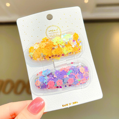 2 τμχ Γυαλιστερές φουρκέτες για κορίτσια Sweet girls Bling hair clips Χαριτωμένα αξεσουάρ για τα μαλλιά Γραβάτες Κάτοχοι αλογοουράς Candy Barrettes Headbands