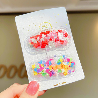 2 τμχ Γυαλιστερές φουρκέτες για κορίτσια Sweet girls Bling hair clips Χαριτωμένα αξεσουάρ για τα μαλλιά Γραβάτες Κάτοχοι αλογοουράς Candy Barrettes Headbands