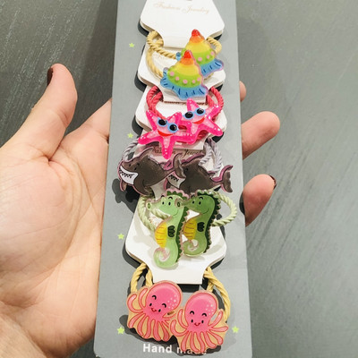 10Pcs/Set Životinje Cvijeće Dinosauri Dodaci za kosu Dječje gumice Gumice za kosu Elastične trake za kosu Traka za kosu Vezice Guma