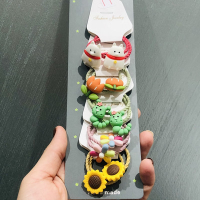 10Pcs/Set Životinje Cvijeće Dinosauri Dodaci za kosu Dječje gumice Gumice za kosu Elastične trake za kosu Traka za kosu Vezice Guma