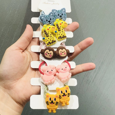 10Pcs/Set Životinje Cvijeće Dinosauri Dodaci za kosu Dječje gumice Gumice za kosu Elastične trake za kosu Traka za kosu Vezice Guma