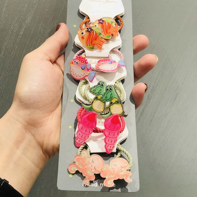 10Pcs/Set Životinje Cvijeće Dinosauri Dodaci za kosu Dječje gumice Gumice za kosu Elastične trake za kosu Traka za kosu Vezice Guma