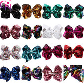 8" funde de păr reversibile cu paiete Agrafe de păr pentru copii, fete, cu paiete Jumbo, funde JoJo, accesorii de păr curcubeu