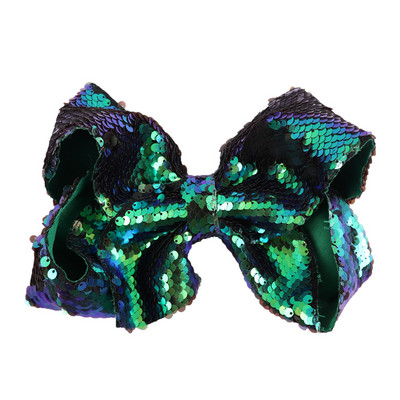 8" funde de păr reversibile cu paiete Agrafe de păr pentru copii, fete, cu paiete Jumbo, funde JoJo, accesorii de păr curcubeu