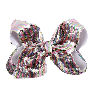 8" funde de păr reversibile cu paiete Agrafe de păr pentru copii, fete, cu paiete Jumbo, funde JoJo, accesorii de păr curcubeu