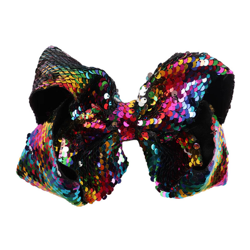 8" funde de păr reversibile cu paiete Agrafe de păr pentru copii, fete, cu paiete Jumbo, funde JoJo, accesorii de păr curcubeu