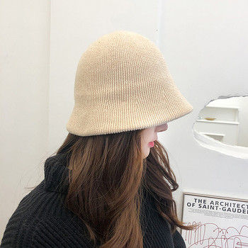 Καπέλο κουβά Γυναικείο καπέλο χειμερινό φθινόπωρο Ψαράς Καπέλο Θηλυκό Keep Warm Απλό περιστασιακό πλεκτό καπέλο κουβά Γυναικείο Κορεάτικο New Gorro