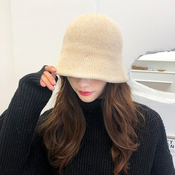 Καπέλο κουβά Γυναικείο καπέλο χειμερινό φθινόπωρο Ψαράς Καπέλο Θηλυκό Keep Warm Απλό περιστασιακό πλεκτό καπέλο κουβά Γυναικείο Κορεάτικο New Gorro