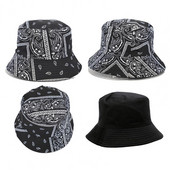 Pălărie de găleată de modă, anti-pilling, cupola plată, respirabilă, în stil etnic retro, imprimare, pălărie de pescuit, pălărie de pescar, versatilă