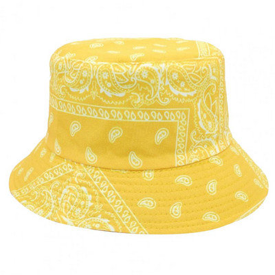 Pălărie de găleată de modă, anti-pilling, cupola plată, respirabilă, în stil etnic retro, imprimare, pălărie de pescuit, pălărie de pescar, versatilă